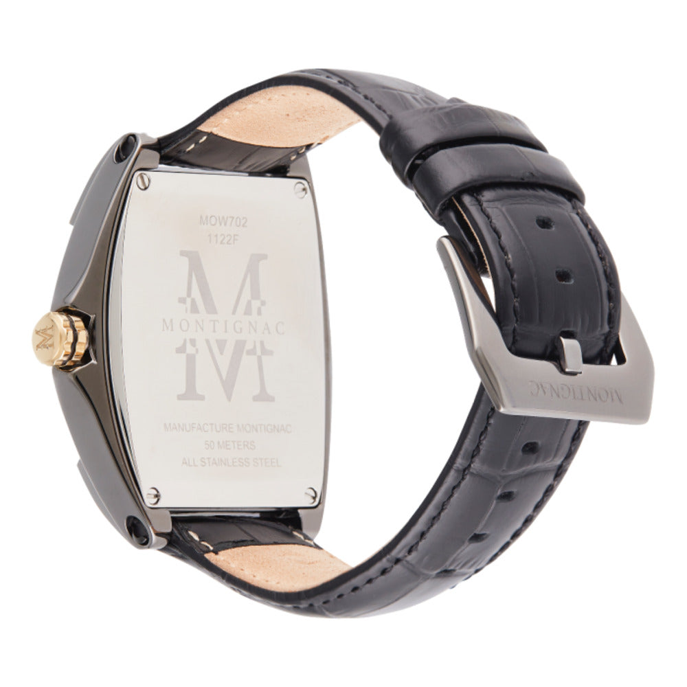 Montignac Men's Quartz Watch with Black Dial (Exposed Case) - MNG-0017
