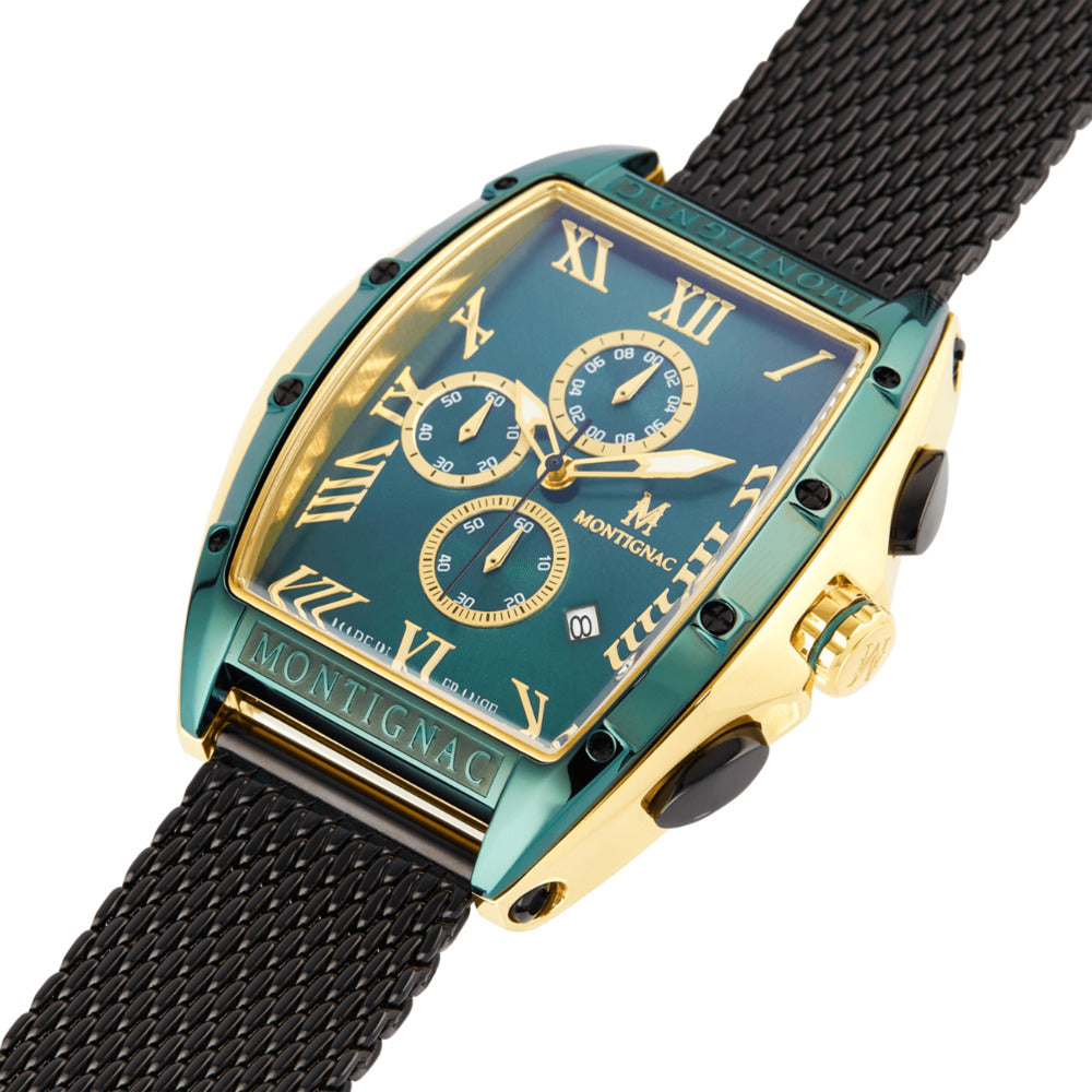Montignac Men's Watch, Quartz Movement, Green Dial - MNG-0020