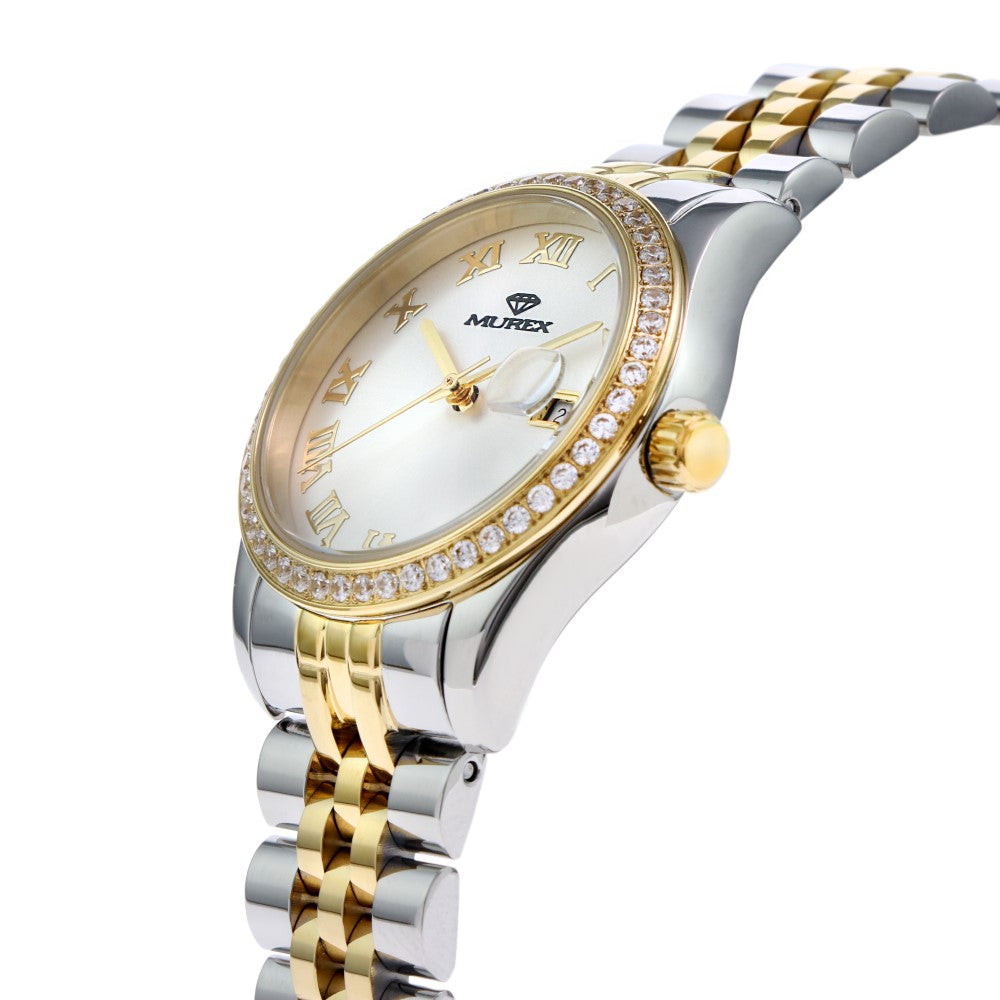 ساعة موريكس النسائية بحركة كوارتز ولون مينا أبيض لؤلؤي - MUR-0015