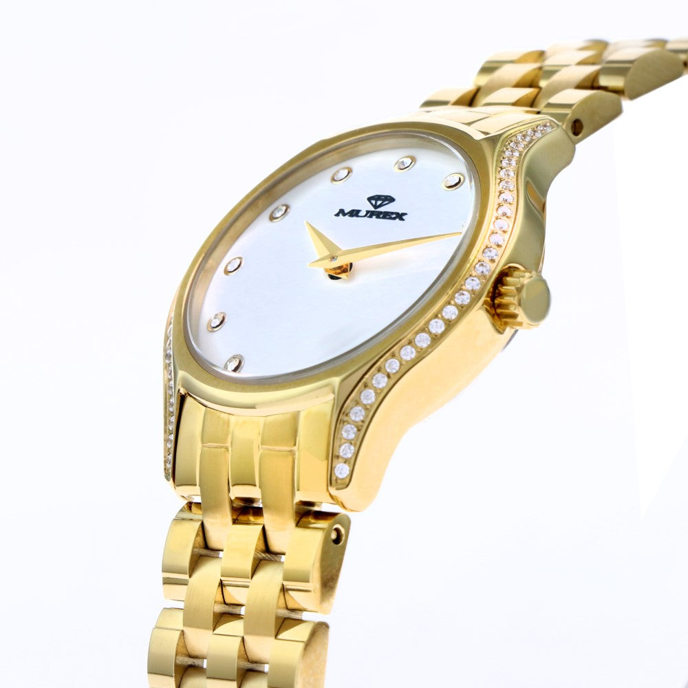 ساعة موريكس النسائية بحركة كوارتز ولون مينا أبيض لؤلؤي - MUR-0028