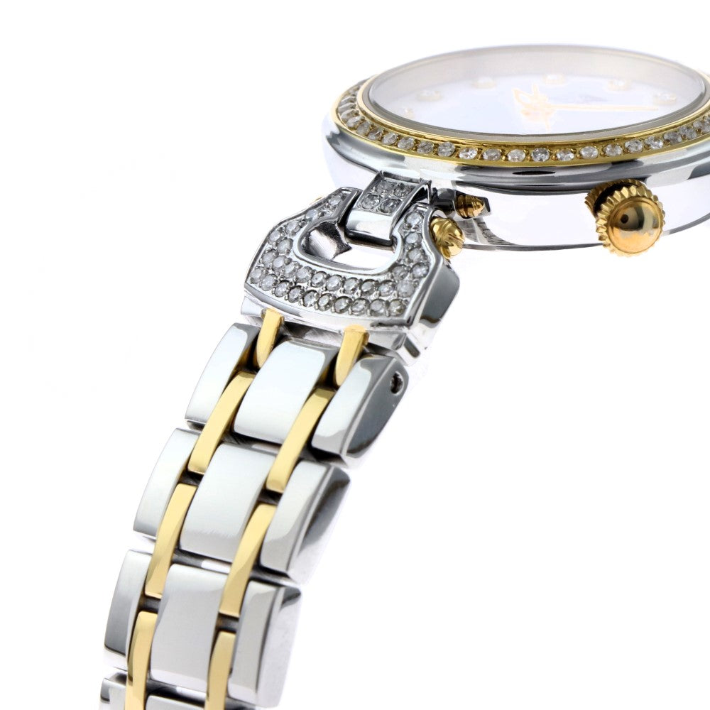 ساعة موريكس النسائية بحركة كوارتز ولون مينا أبيض لؤلؤي - MUR-0083 (144/D 0.75CT)