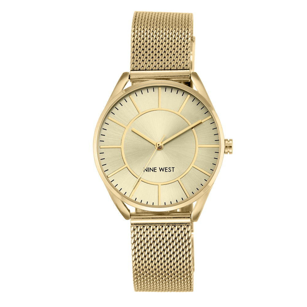 Nine West Women's Quartz Watch with Gold Dial - NW-0061