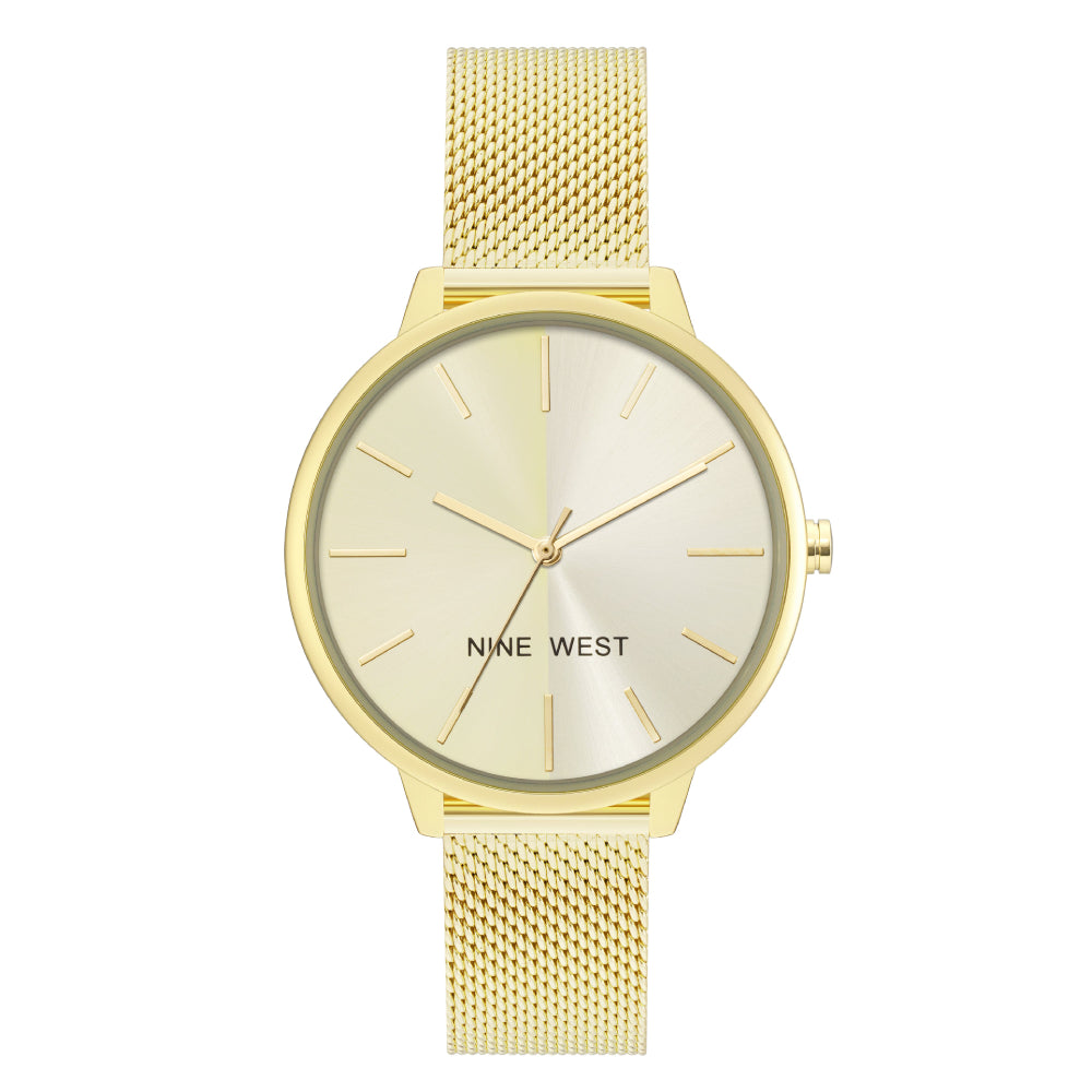 Nine West Women's Quartz Watch with Gold Dial - NW-0008