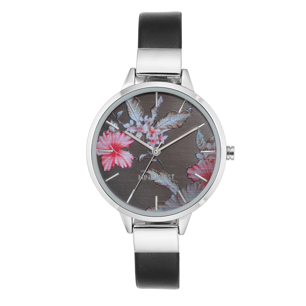 Nine West Women's Quartz Watch, Floral Dial - NW-0062