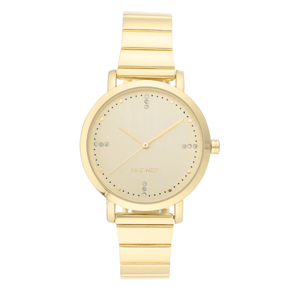 Nine West Women's Quartz Watch with Gold Dial - NW-0047