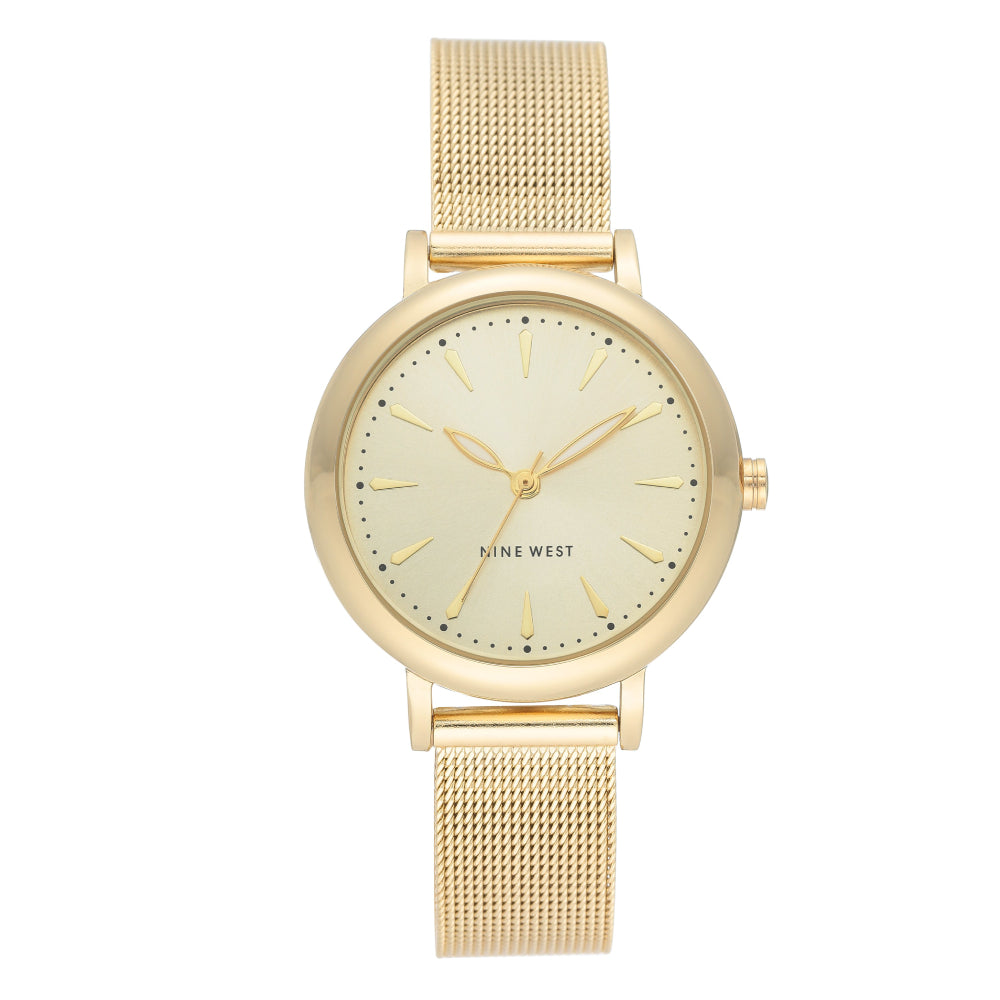 Nine West Women's Quartz Watch with Gold Dial - NW-0079