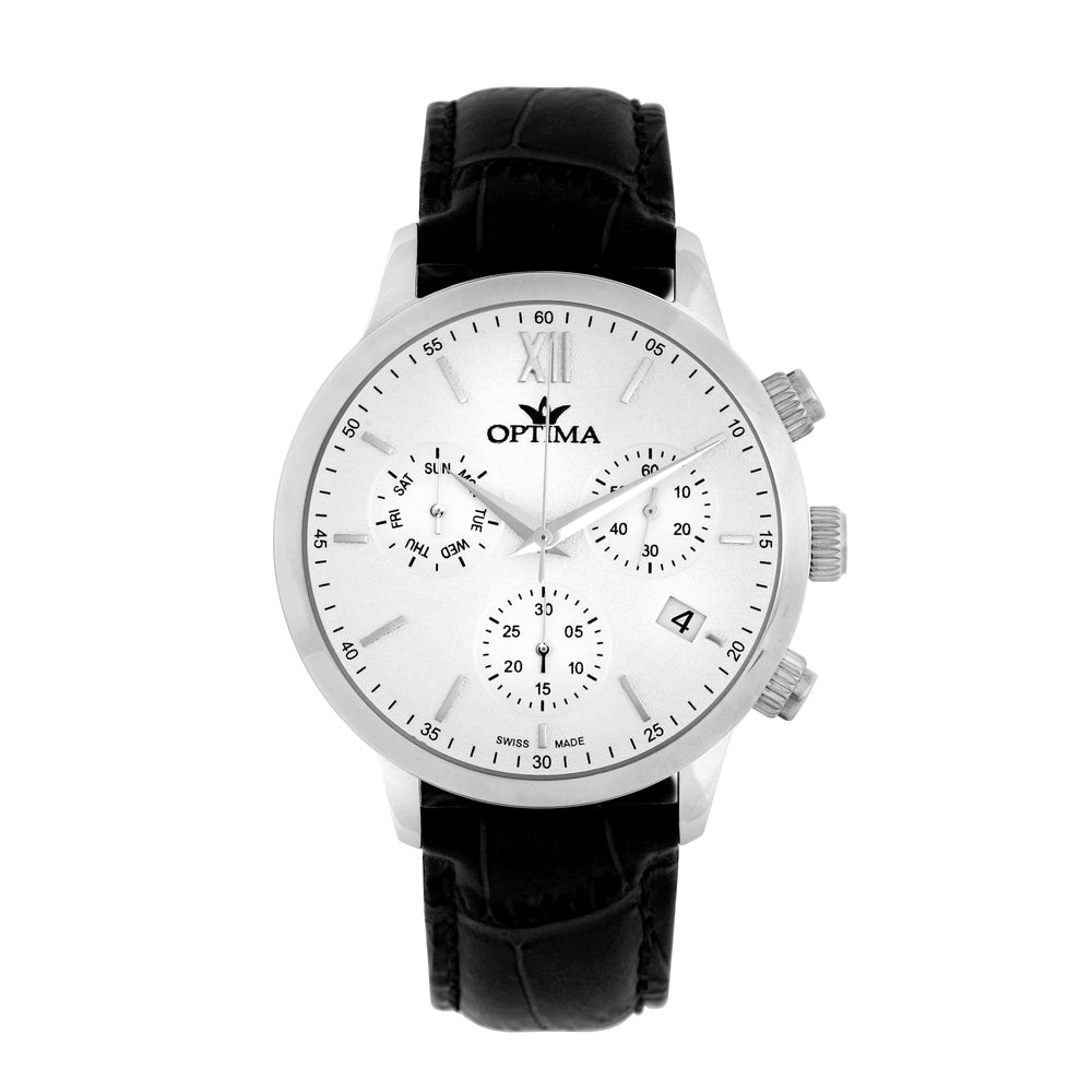 Optima Men's Swiss Quartz Watch with White Dial - OPT-0003