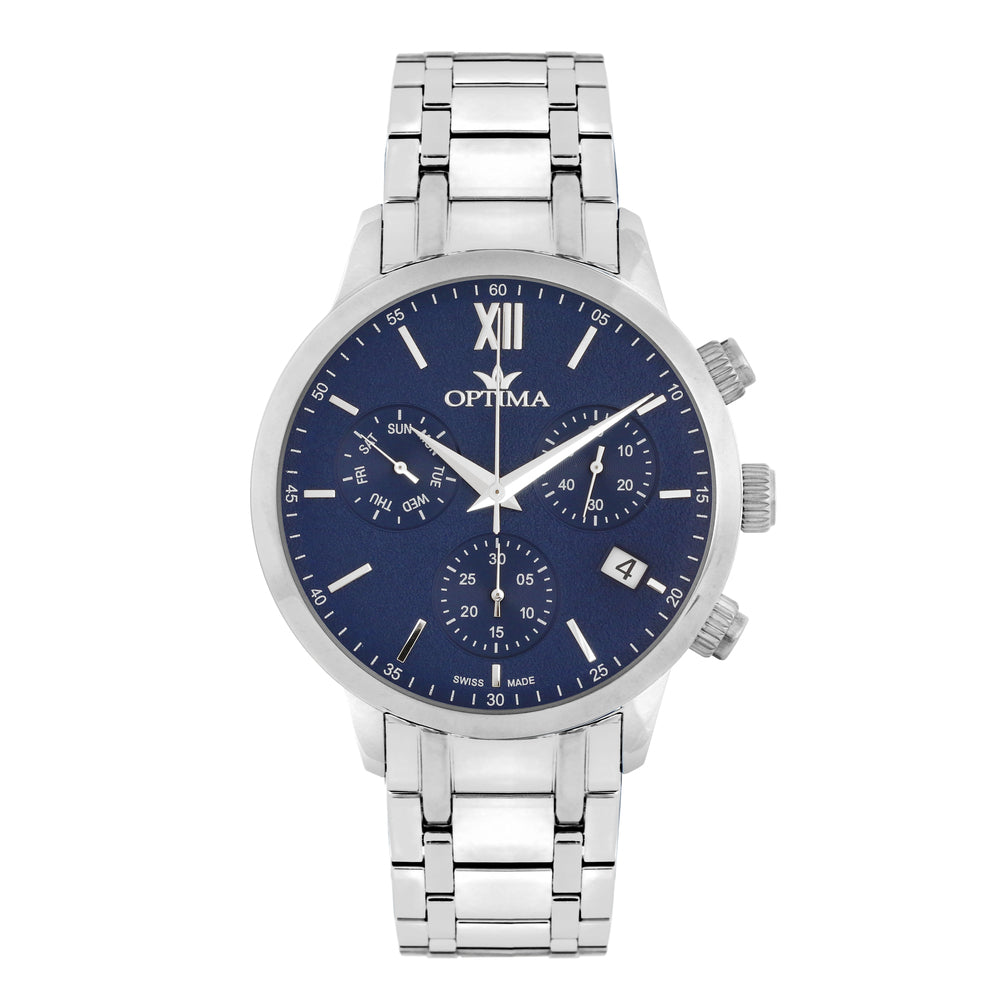 Optima Men's Swiss Quartz Watch with Blue Dial - OPT-0005