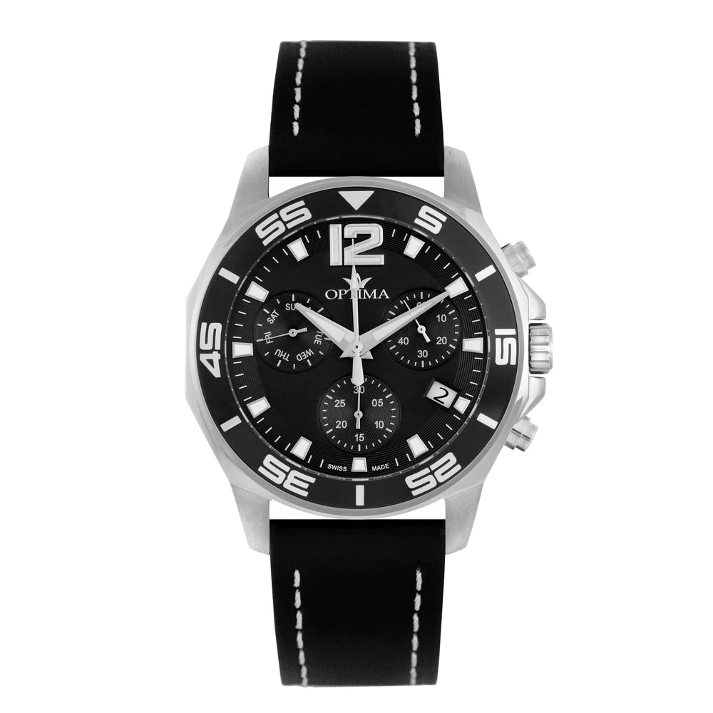 Optima men's watch with quartz movement and black dial - OPT-0124