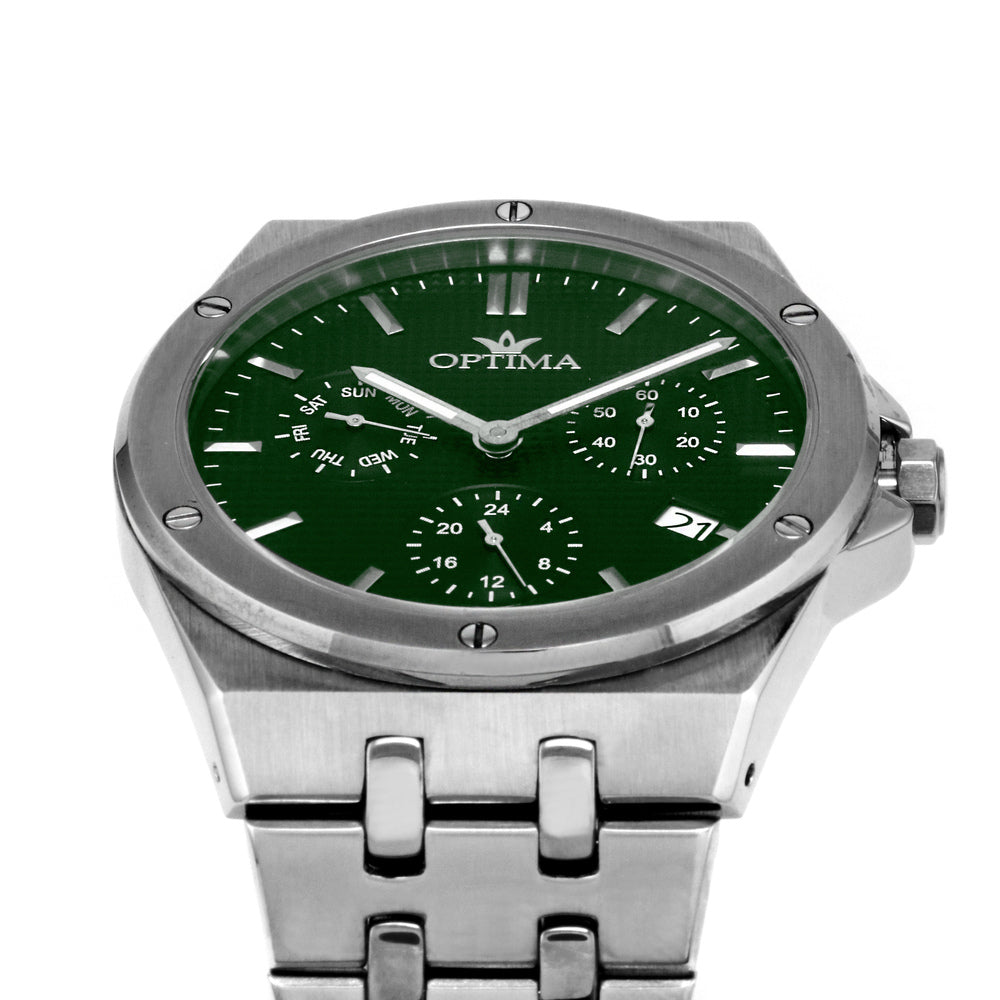 Optima men's watch with quartz movement and green dial - OPT-0125