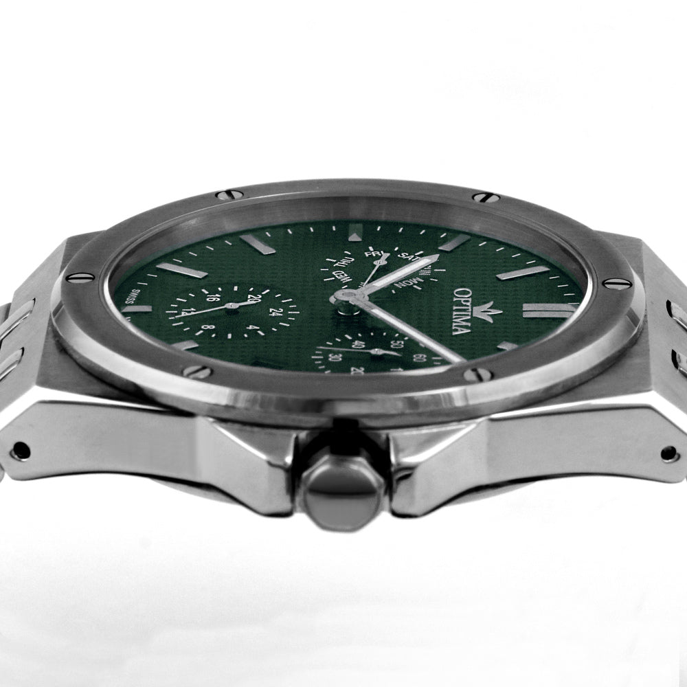 Optima men's watch with quartz movement and green dial - OPT-0125