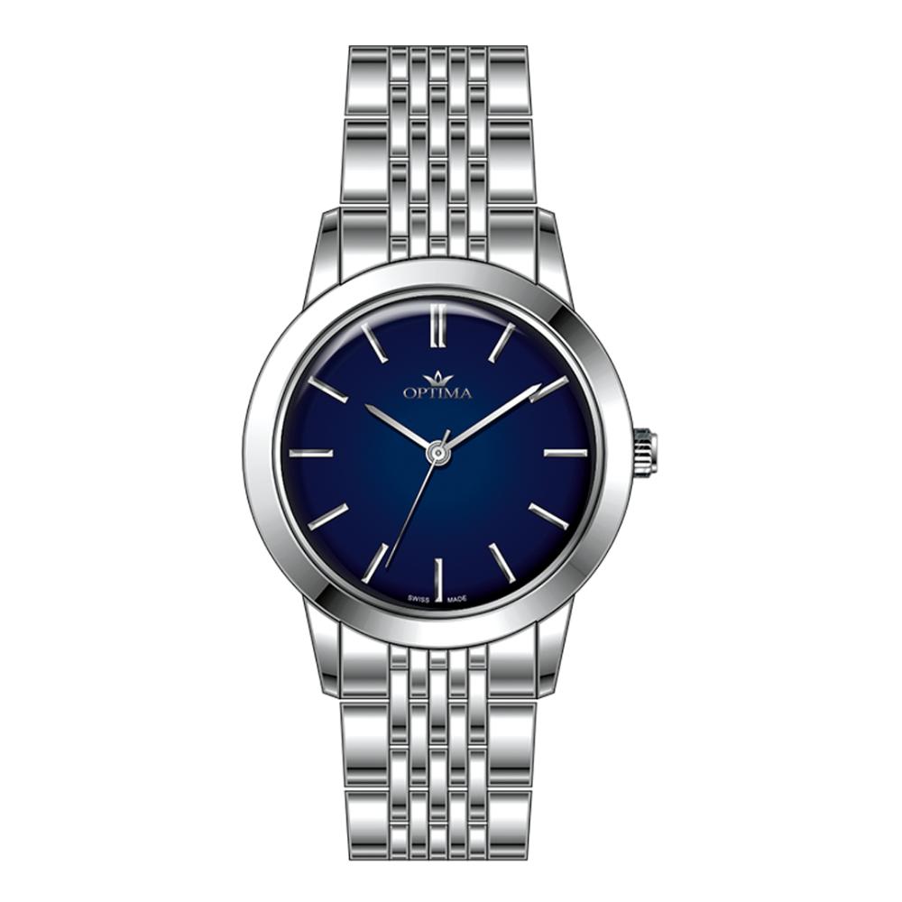 ساعة أوبتيما النسائية بحركة كوارتز ومينا أزرق – OPT-0068