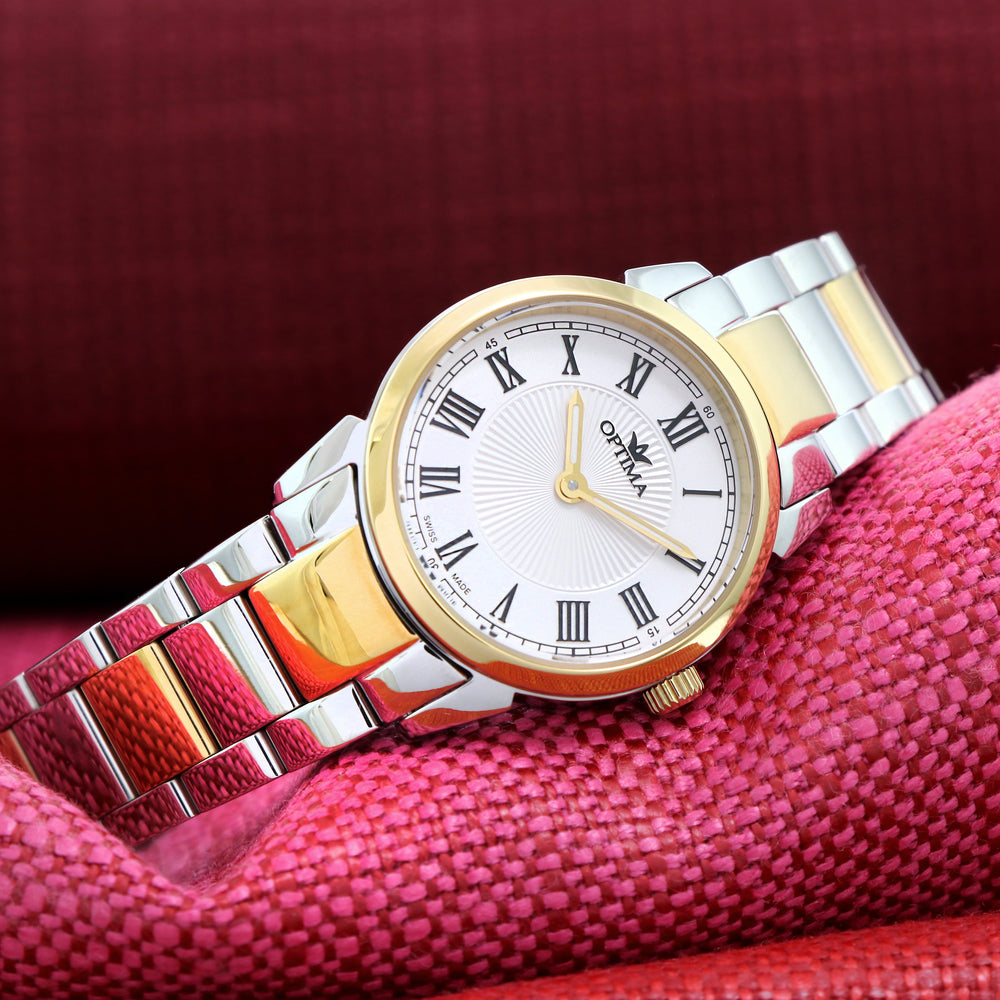Optima Women's Swiss Quartz Watch with White Dial - OPT-0015