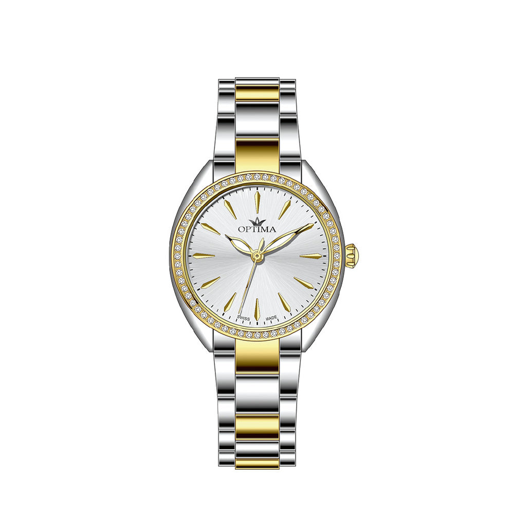Optima Women's Swiss Quartz Watch with White Dial - OPT-0034