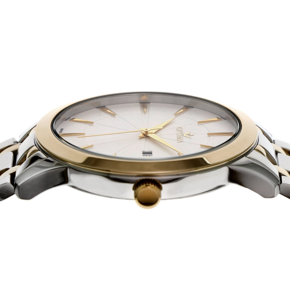 Optima Men's Swiss Quartz Watch with White Dial - OPT-0038