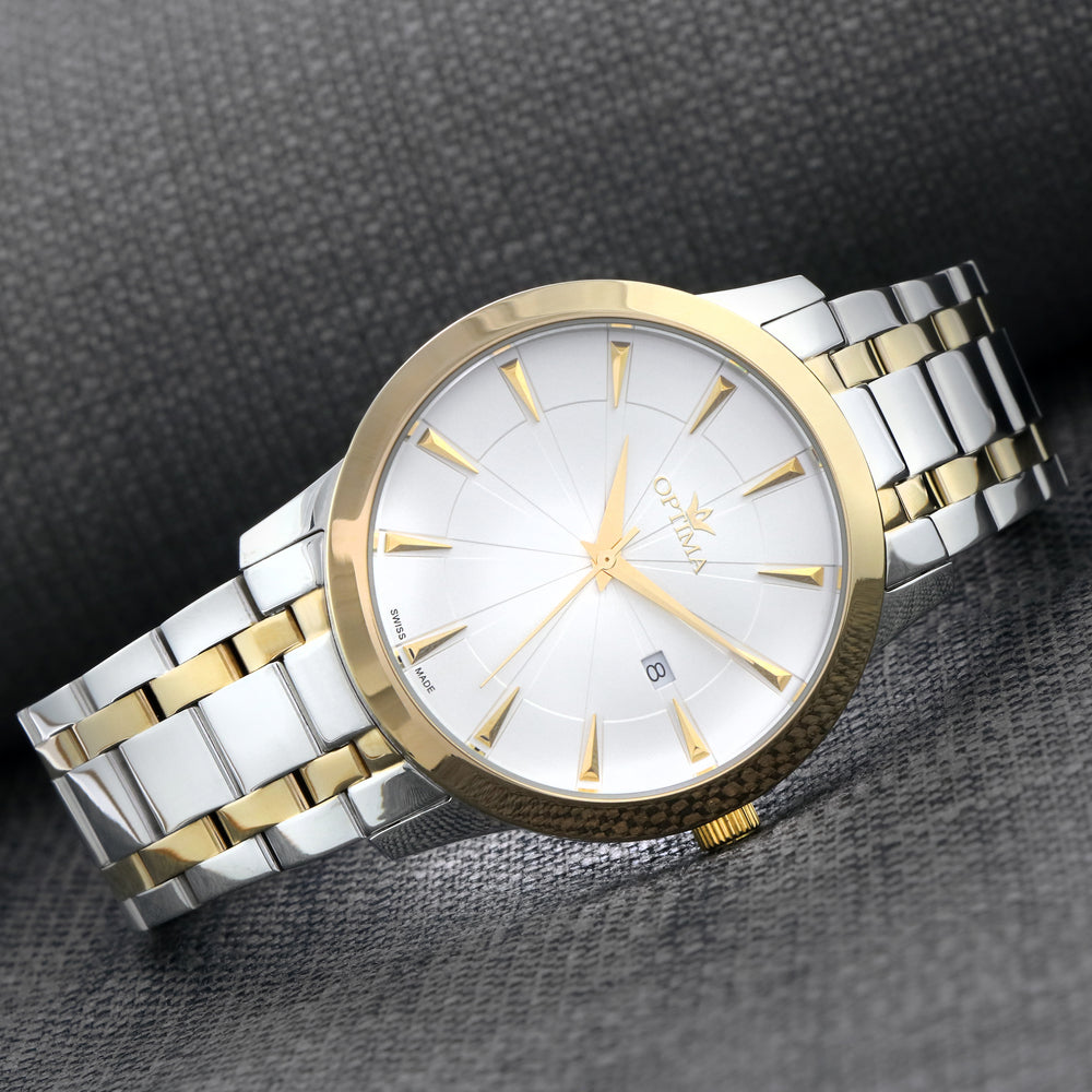 Optima Men's Swiss Quartz Watch with White Dial - OPT-0038