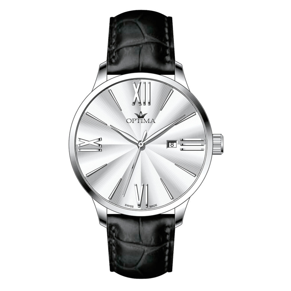 Optima men's watch with quartz movement and white dial - OPT-0133