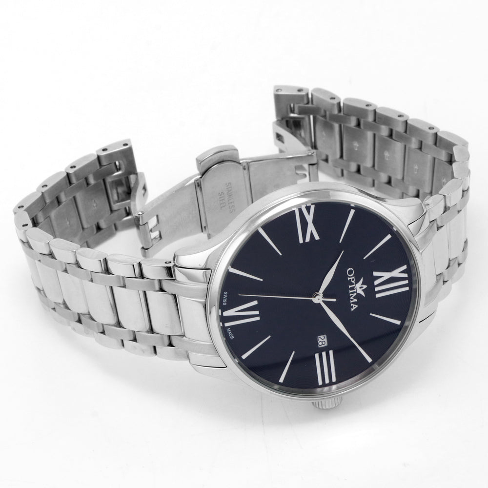 Optima men's watch with quartz movement and blue dial - OPT-0132