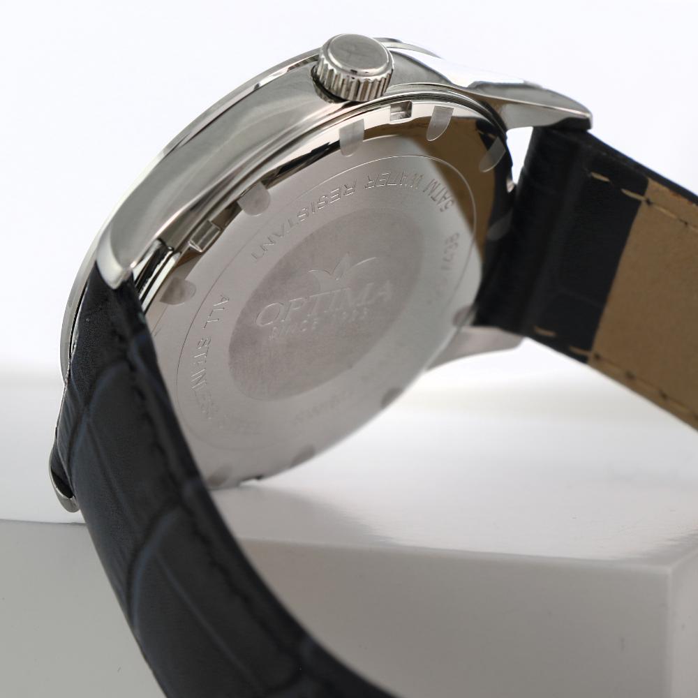 ساعة أوبتيما الرجالية بحركة كوارتز ومينا أسود – OPT-0074