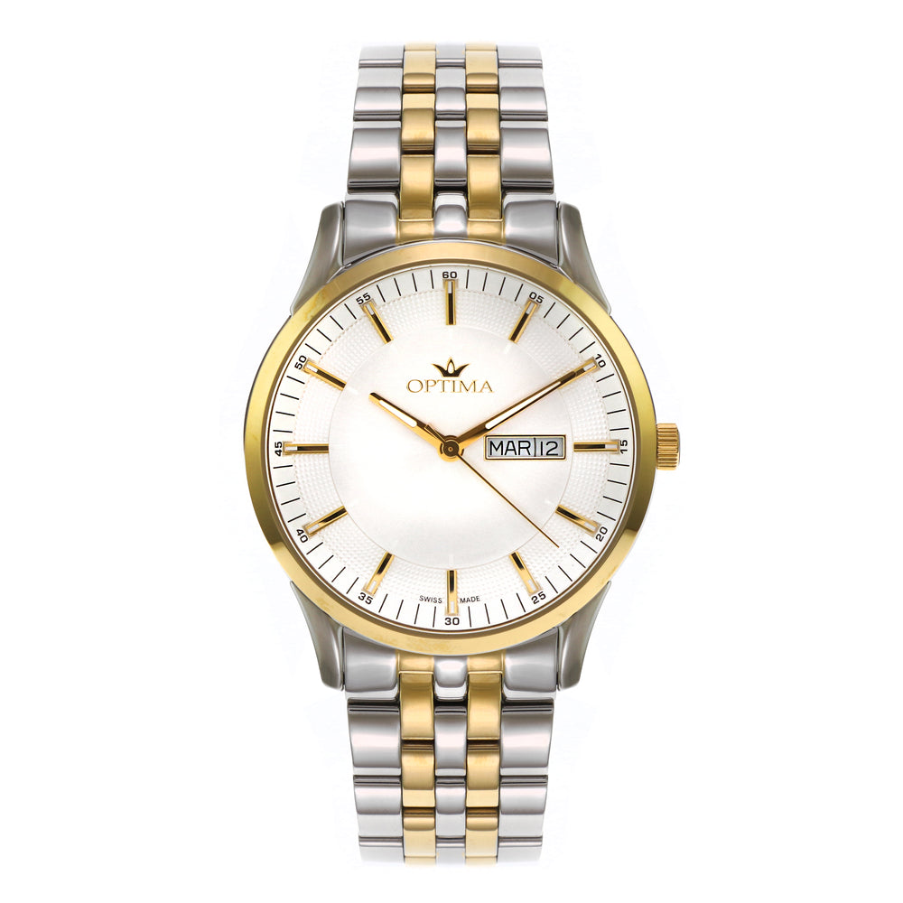 Optima Men's Swiss Quartz Watch with White Dial - OPT-0046