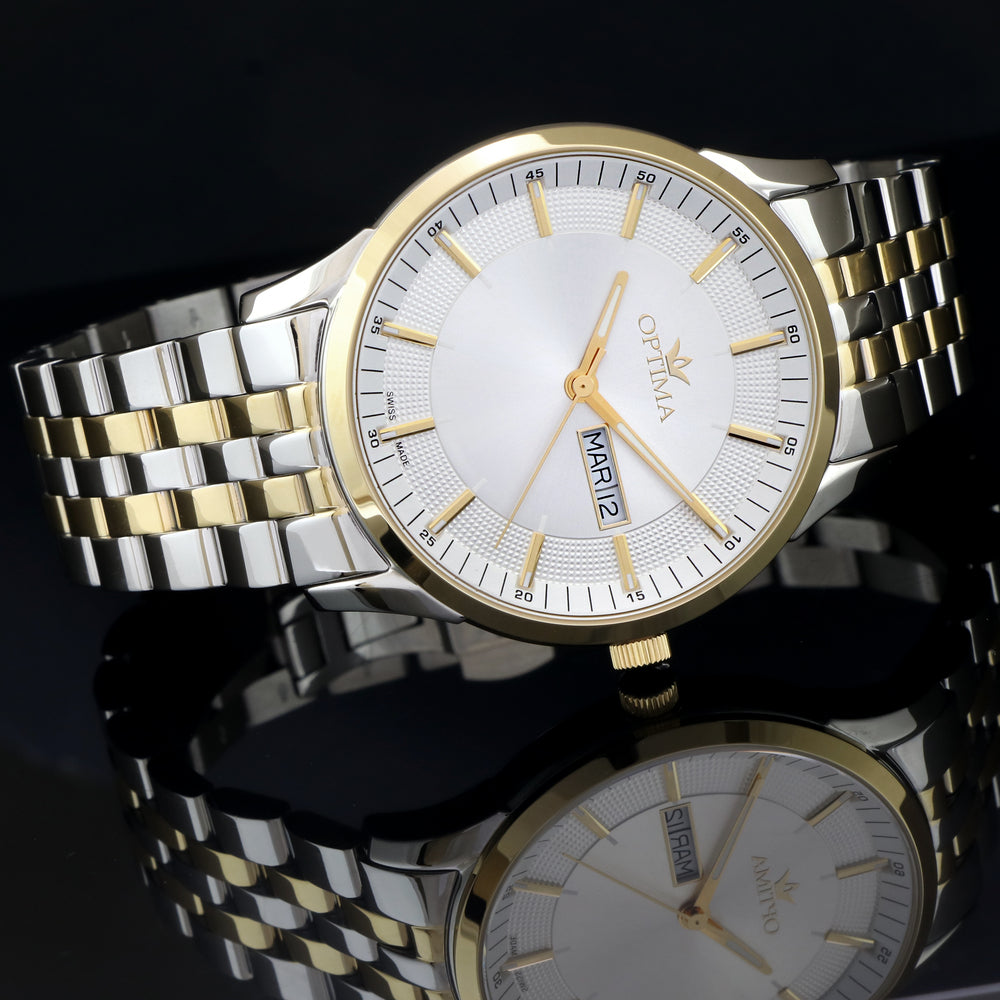 Optima Men's Swiss Quartz Watch with White Dial - OPT-0046