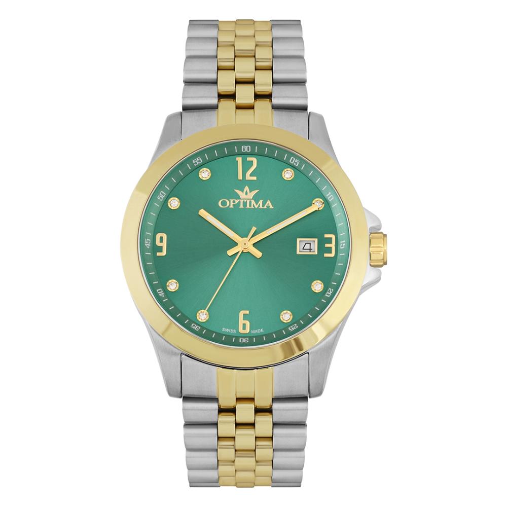 ساعة أوبتيما الرجالية بحركة كوارتز ومينا أخضر – OPT-0083