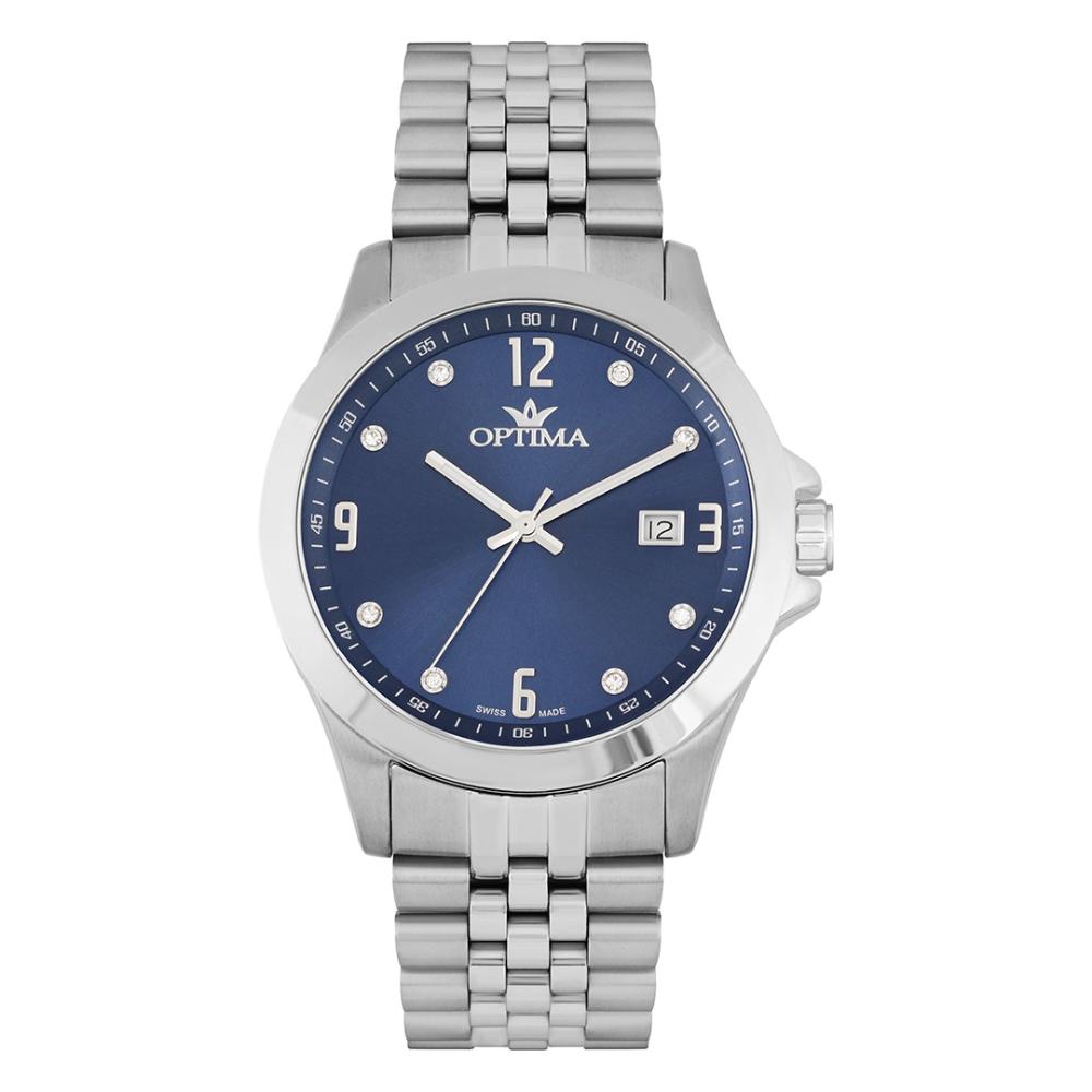 ساعة أوبتيما الرجالية بحركة كوارتز ومينا أزرق – OPT-0085