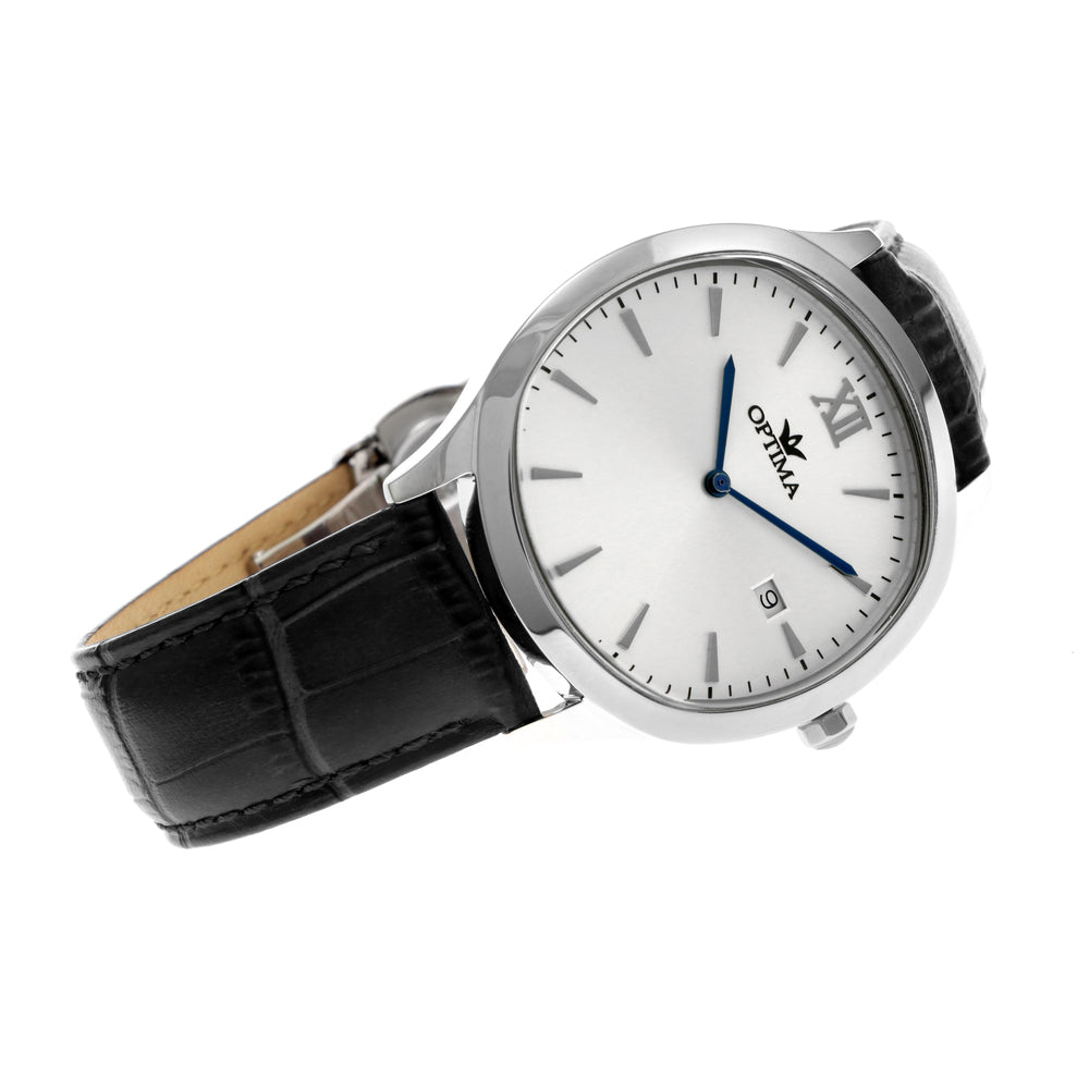 ساعة أوبتيما الرجالية السويسرية بحركة كوارتز ولون مينا أبيض - OPT-0057