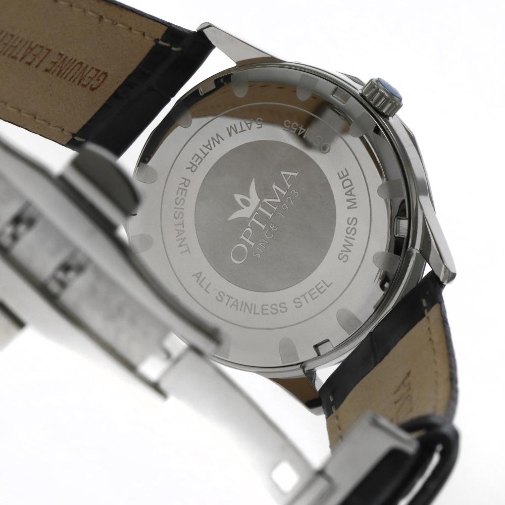 ساعة أوبتيما الرجالية بحركة كوارتز ومينا أبيض – OPT-0094