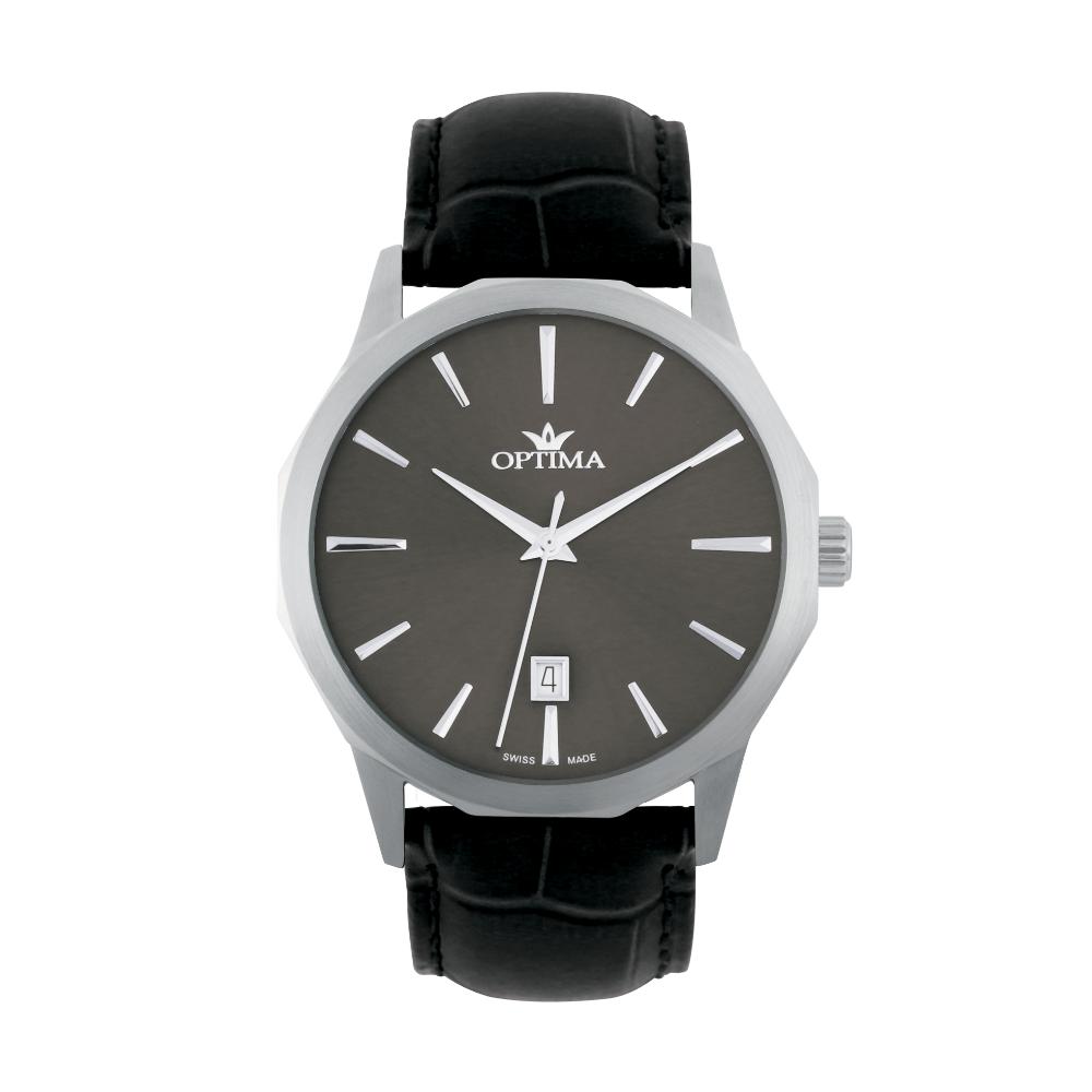 ساعة أوبتيما الرجالية بحركة كوارتز ومينا رمادي – OPT-0095