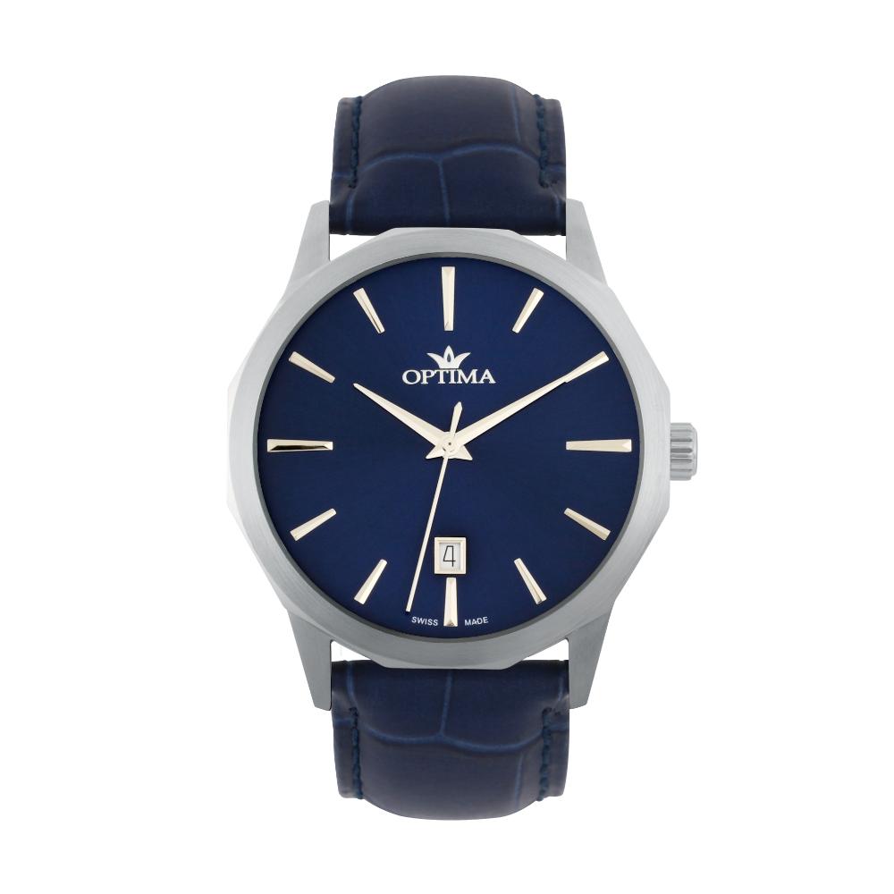 ساعة أوبتيما الرجالية بحركة كوارتز ومينا أزرق – OPT-0096