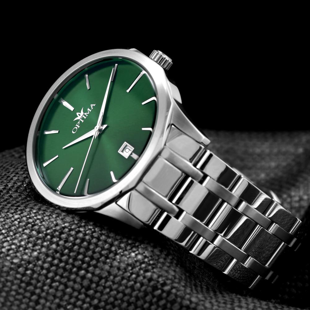 ساعة أوبتيما الرجالية بحركة كوارتز ومينا أخضر – OPT-0098
