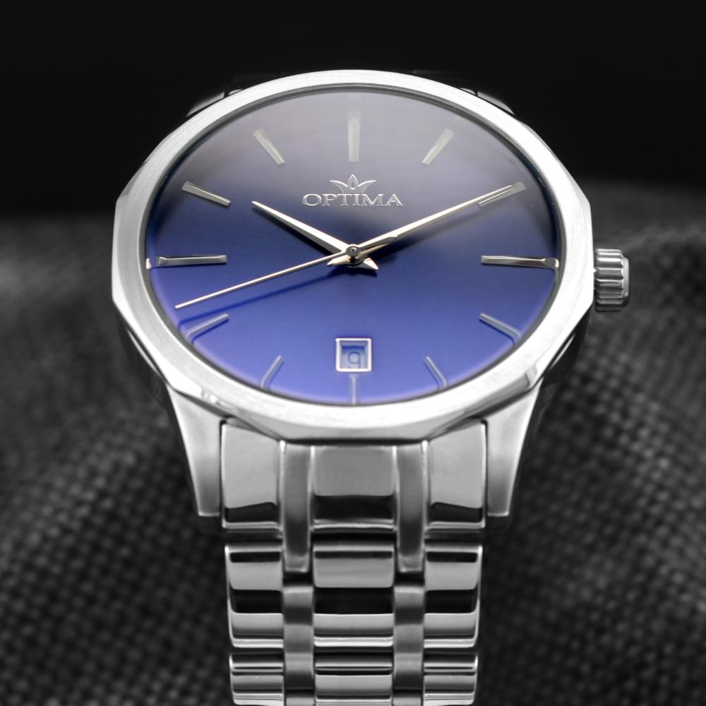 ساعة أوبتيما الرجالية بحركة كوارتز ومينا أزرق – OPT-0097