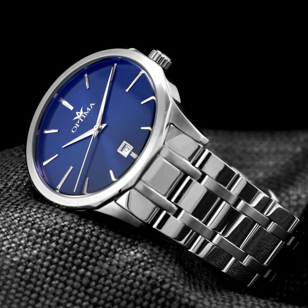 ساعة أوبتيما الرجالية بحركة كوارتز ومينا أزرق – OPT-0097