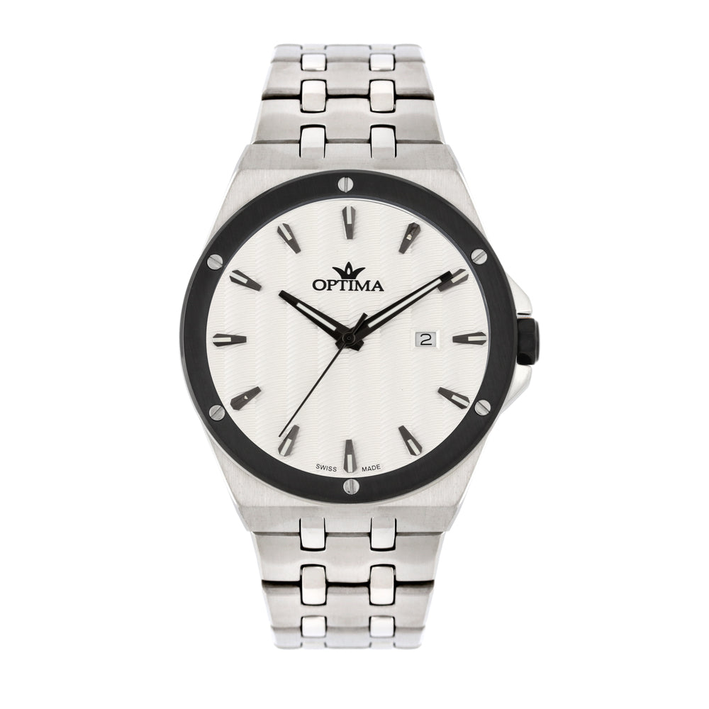 Optima Men's Swiss Quartz Watch with White Dial - OPT-0062
