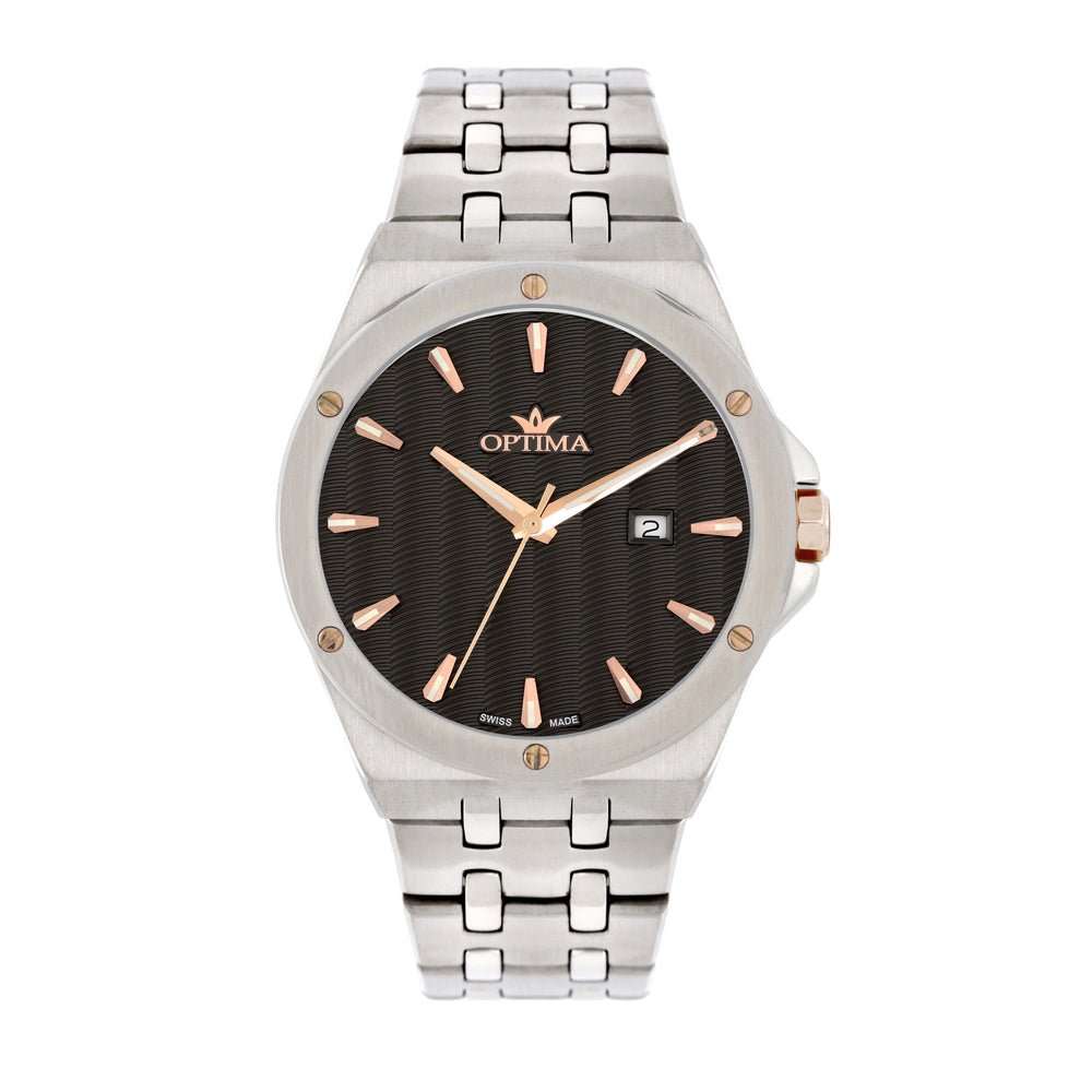 Optima Men's Swiss Quartz Watch with Black Dial - OPT-0064