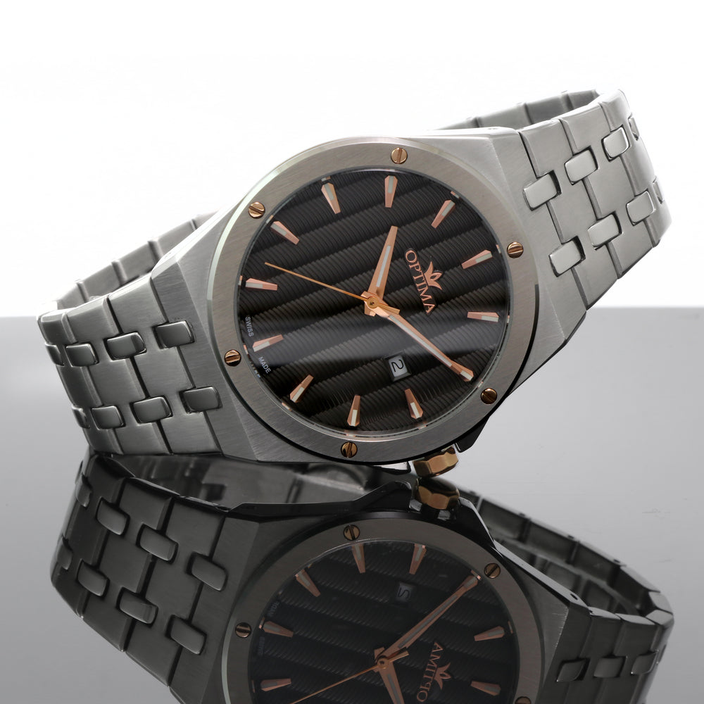 Optima Men's Swiss Quartz Watch with Black Dial - OPT-0064