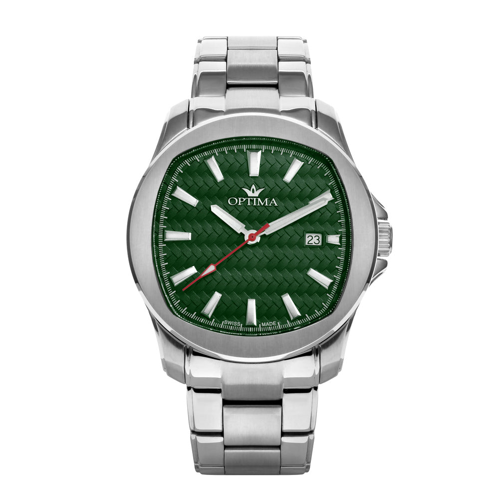 Optima men's watch with quartz movement and green dial - OPT-0120