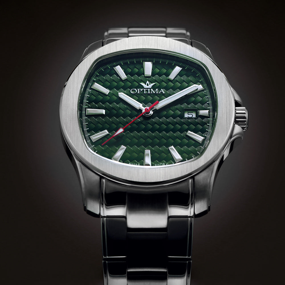 Optima men's watch with quartz movement and green dial - OPT-0120