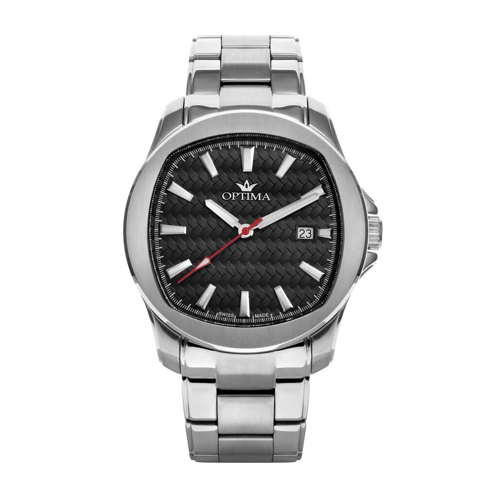 Optima men's watch with quartz movement and black dial - OPT-0118
