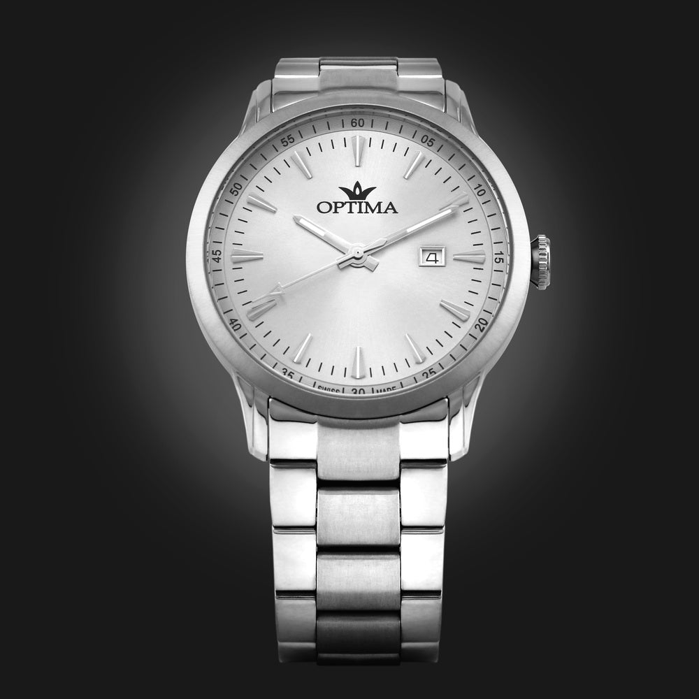 Optima men's watch with quartz movement and white dial - OPT-0113