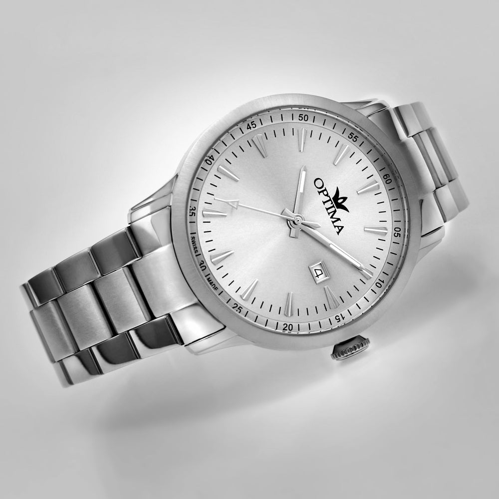 ساعة أوبتيما الرجالية بحركة كوارتز ولون مينا أبيض - OPT-0113