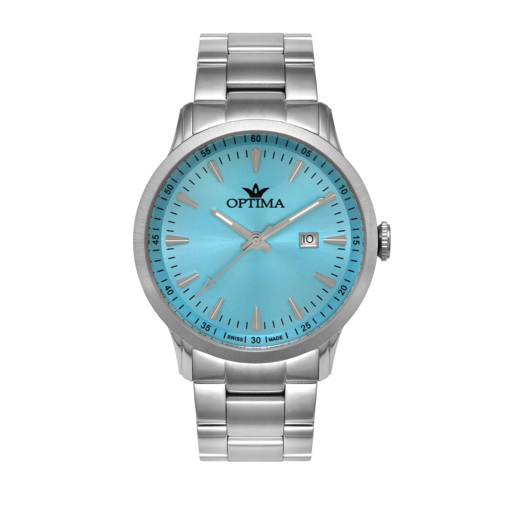 ساعة أوبتيما الرجالية بحركة كوارتز ولون مينا أزرق فاتح - OPT-0117