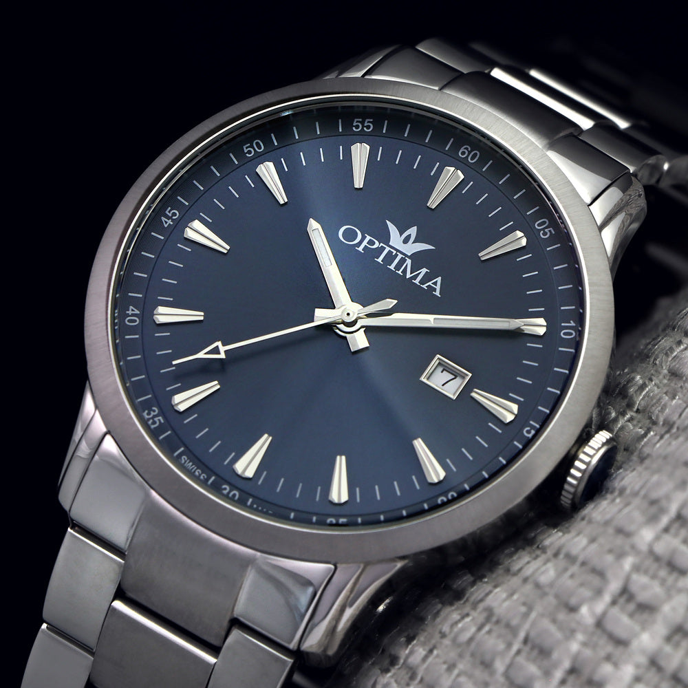 ساعة أوبتيما الرجالية بحركة كوارتز ولون مينا أزرق - OPT-0115