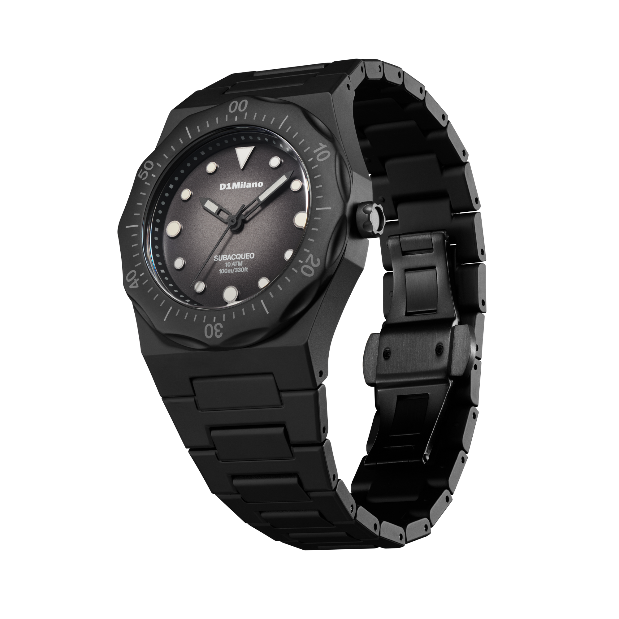 ساعة دي وان ميلانو الرجالية بحركة كوارتز ومينا أسود ML-0416