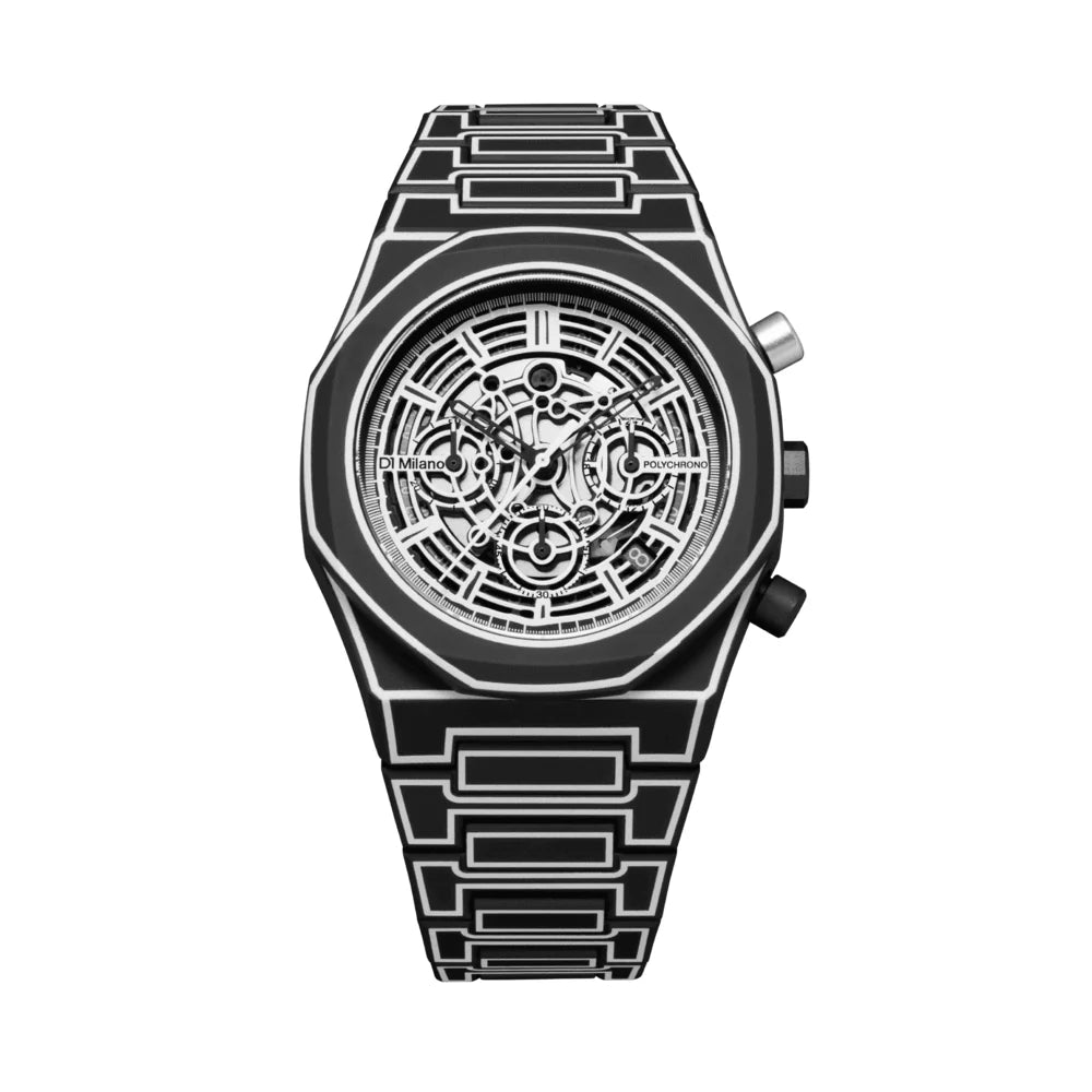 D1 Milano Men's Polychrono Quartz Watch with Black Sketch Dial - ML-0410
