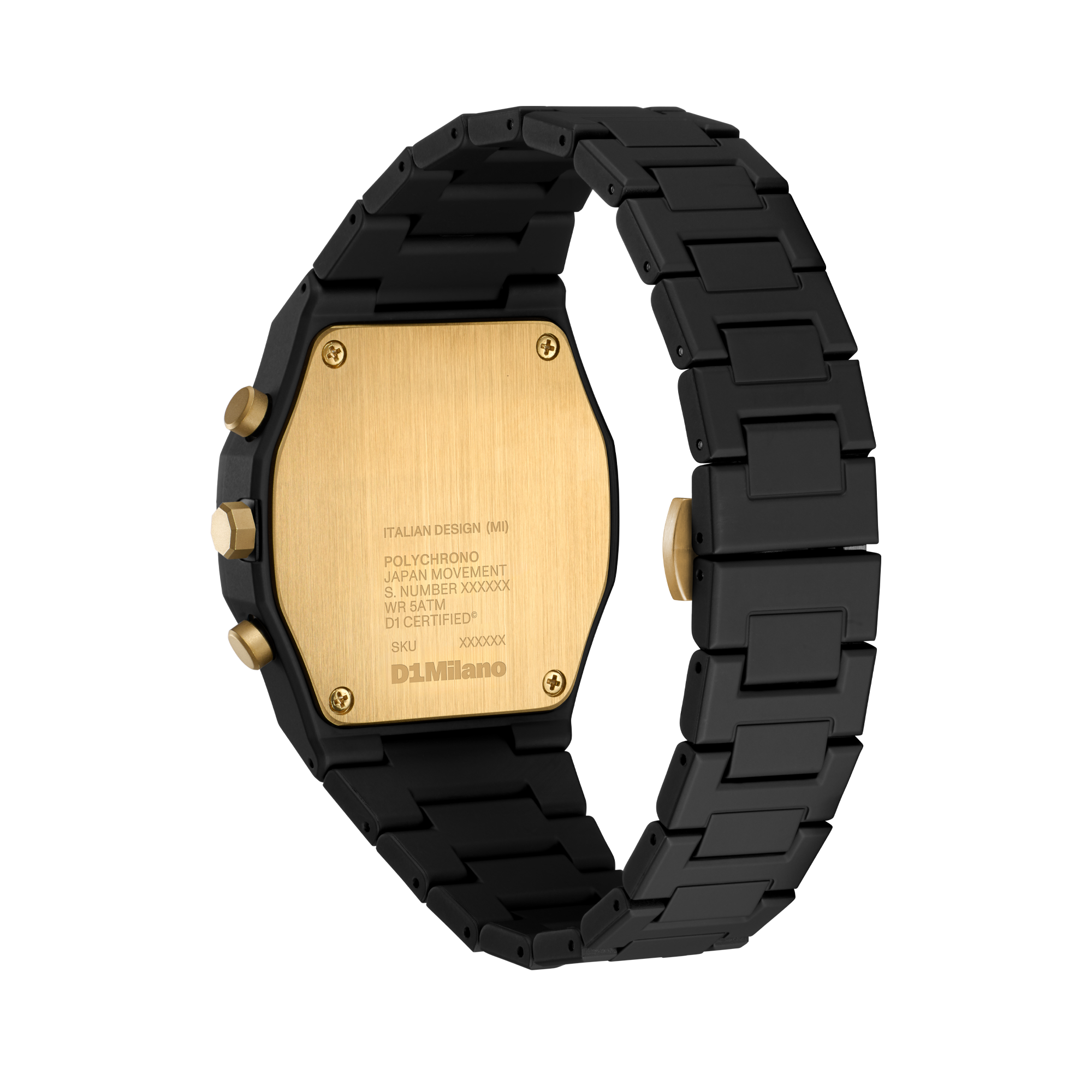 ساعة دي وان ميلانو الرجالية بحركة كوارتز ومينا أسود مطفي مع ذهبي ML-0422