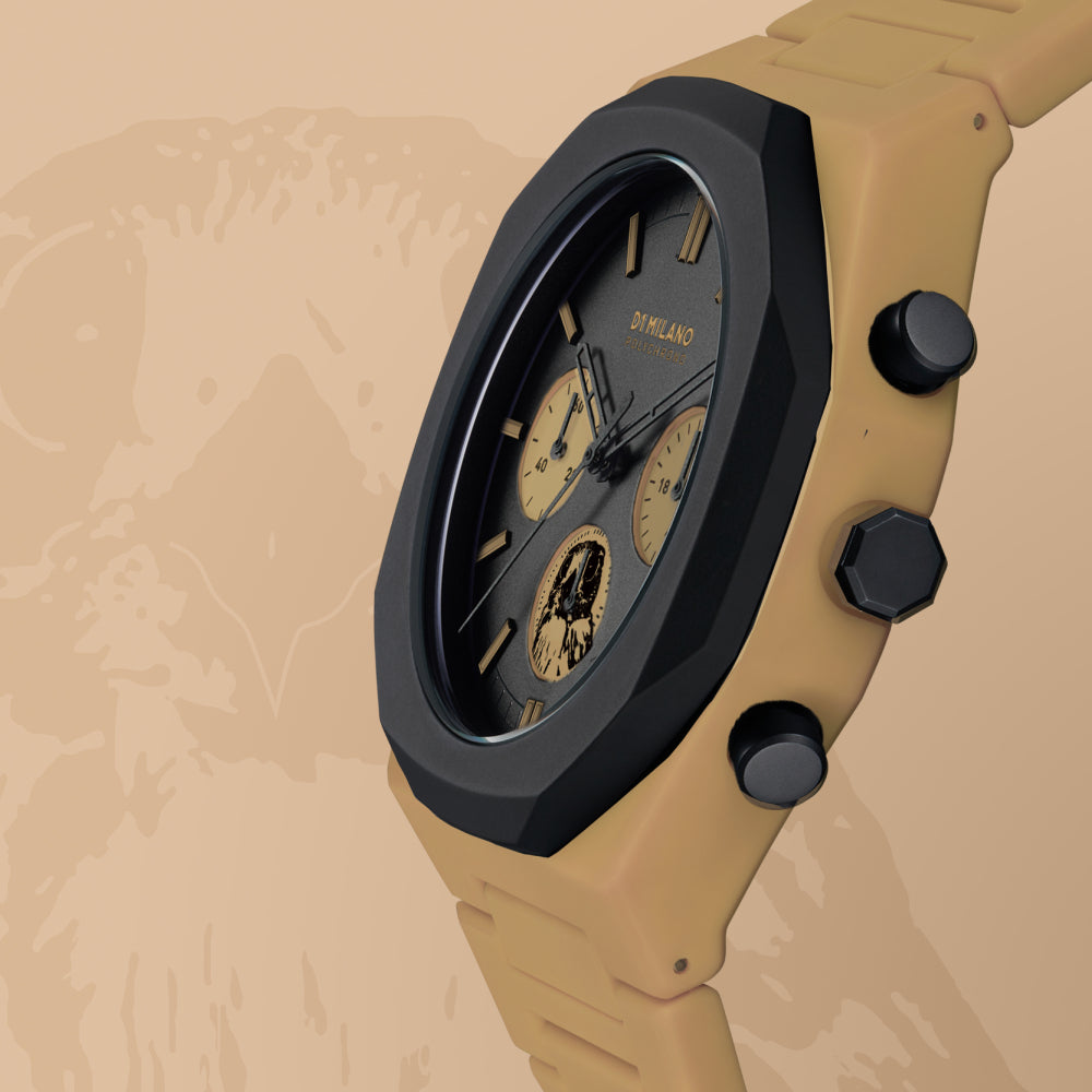 ساعة صقر الشاهين المحدودة الإصدار من دي وان ميلانو الرجالية بحركة كوارتز ولون مينا أسود - ML-0345