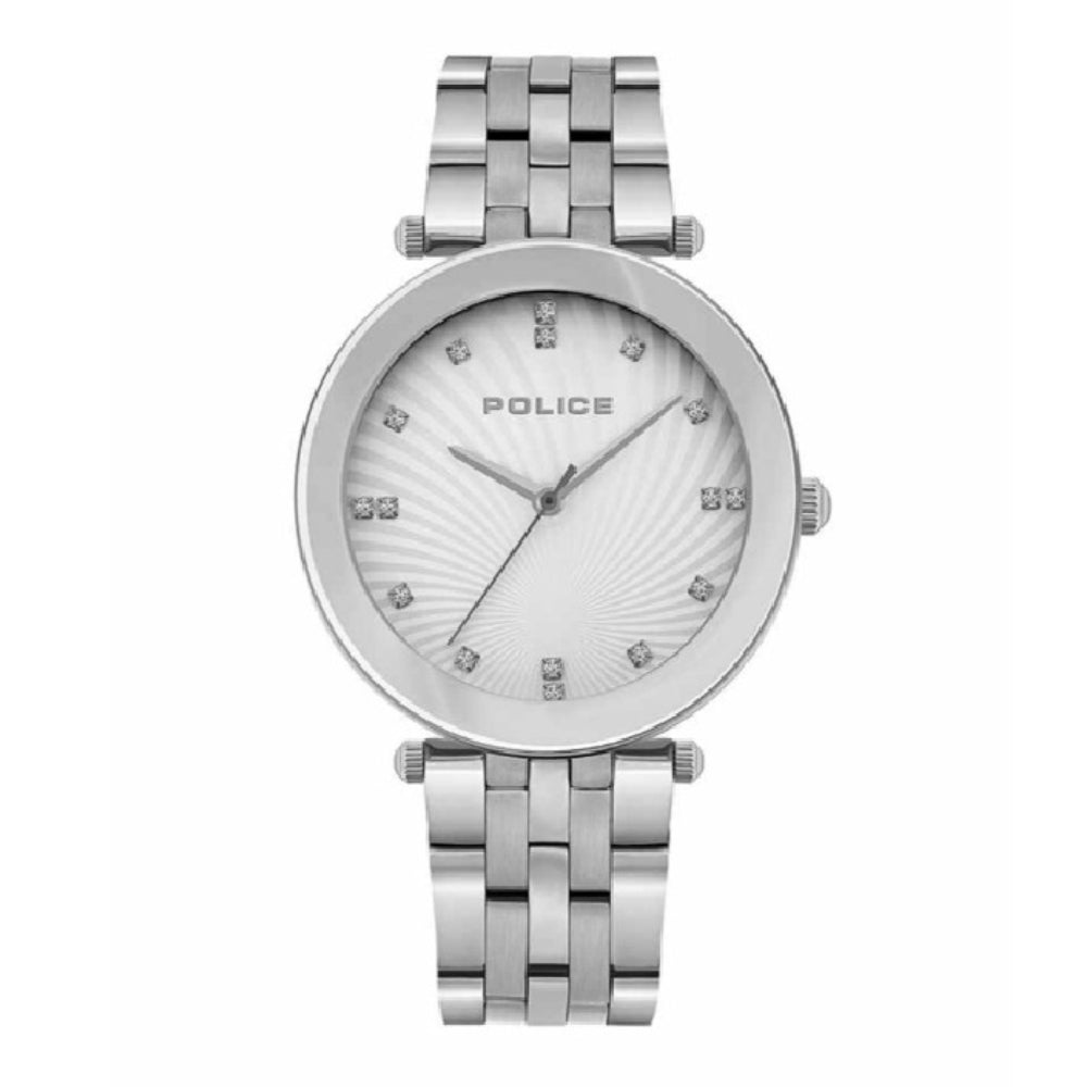 ساعة بوليس النسائية بلون مينا أبيض وسوار الفولاذ المقاوم للصدأ (ستانلس ستيل) - PL-0055