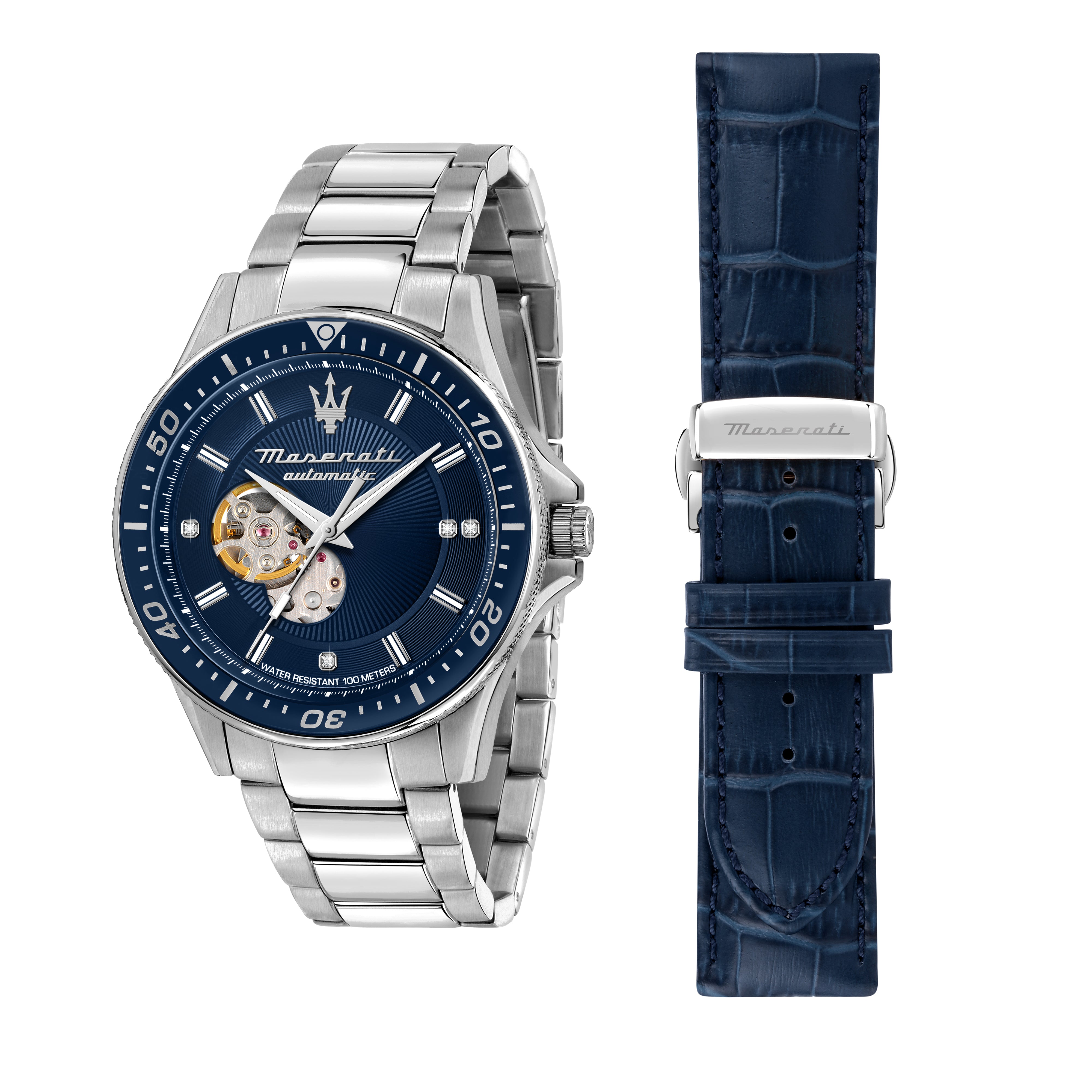 Maserati Men's Automatic Watch with Blue Dial - MAS-0007+Strap